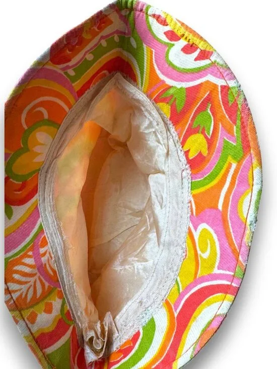 Vintage 1960s Sun Hatter of Florida Bucket Hat Psychedelic Paisley Mod Pink Oran - Picture 8 of 10